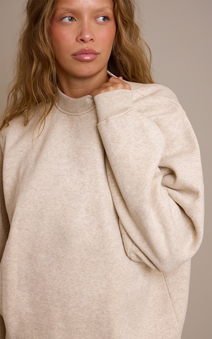 Sweat pullover en coton polaire avoine chiné image 4