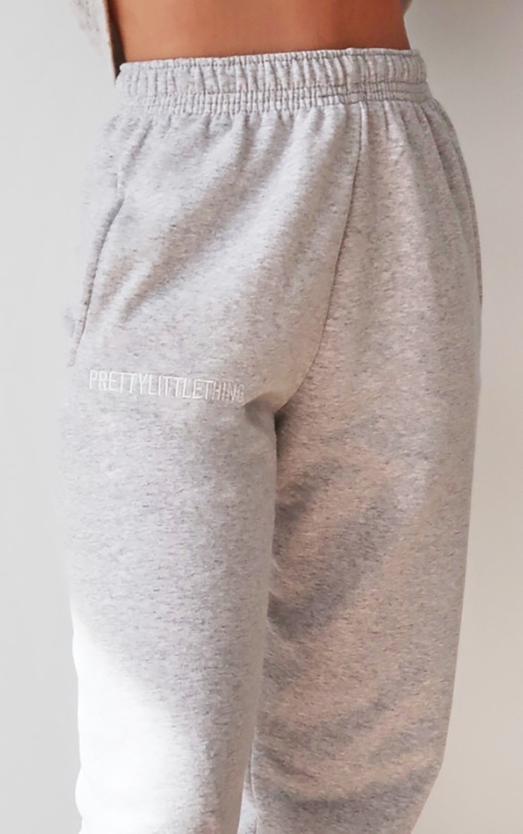 PRETTYLITTLETHING Ash Grey Embroidered Slogan Joggers image 4