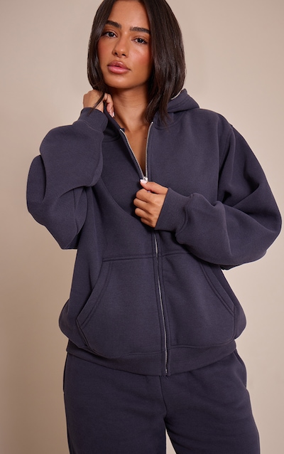 Petite Navy Zip Through Hoodie