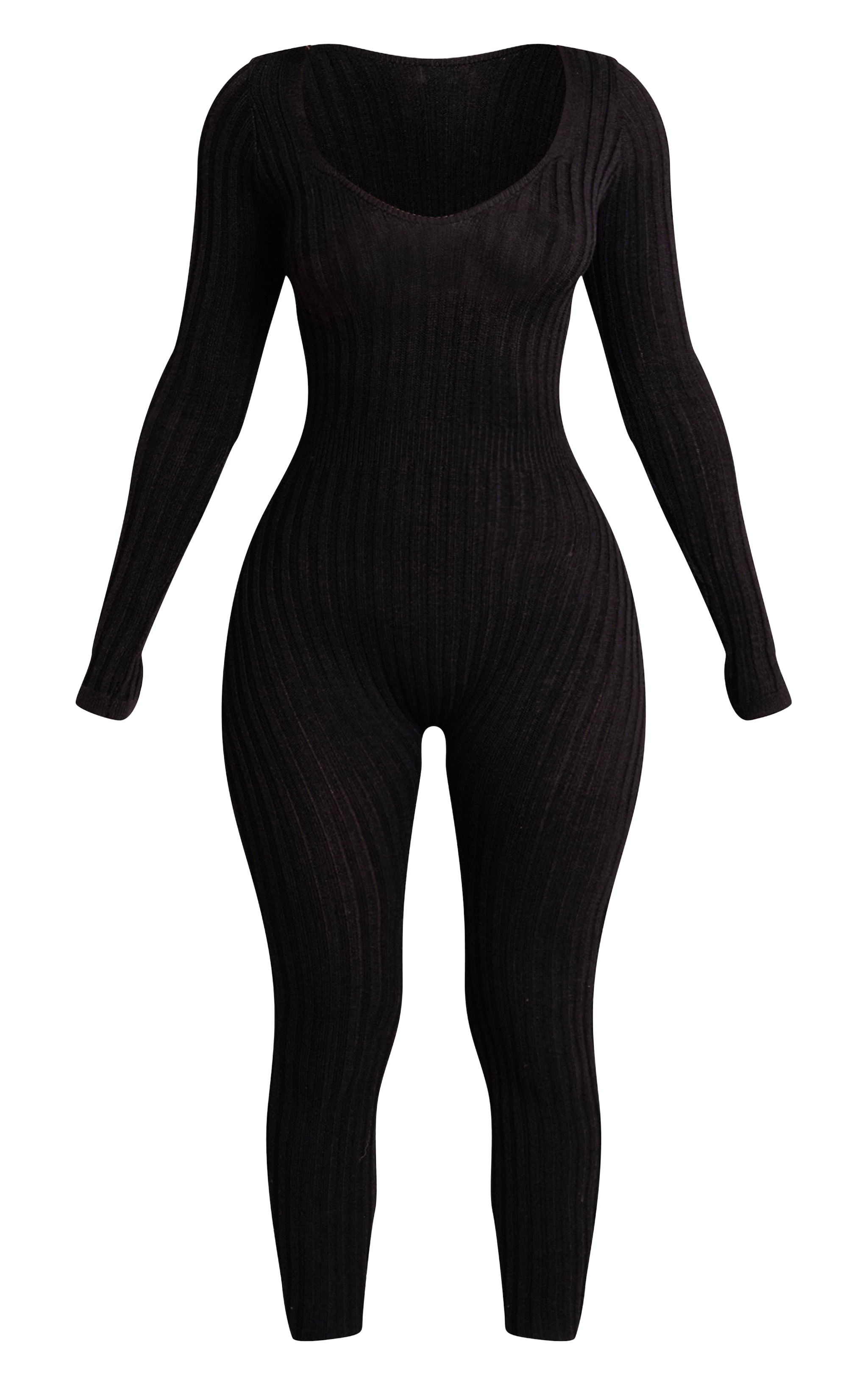 Petite Black Long Sleeve Knitted Jumpsuit image 5