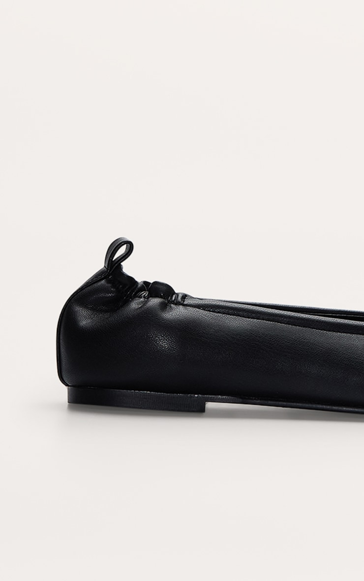 ohotoro Square Ballet Pumps（24cm） Black Pu Asymmetric Square Toe Ballet Pump | Footwear