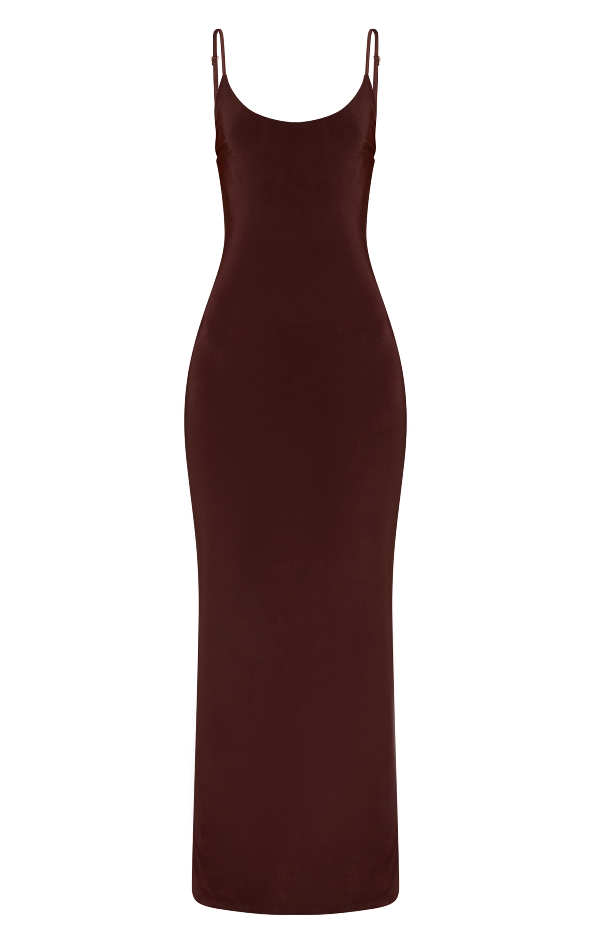 Chocolate Double Layer Slinky Strappy Bodycon Dress image 5