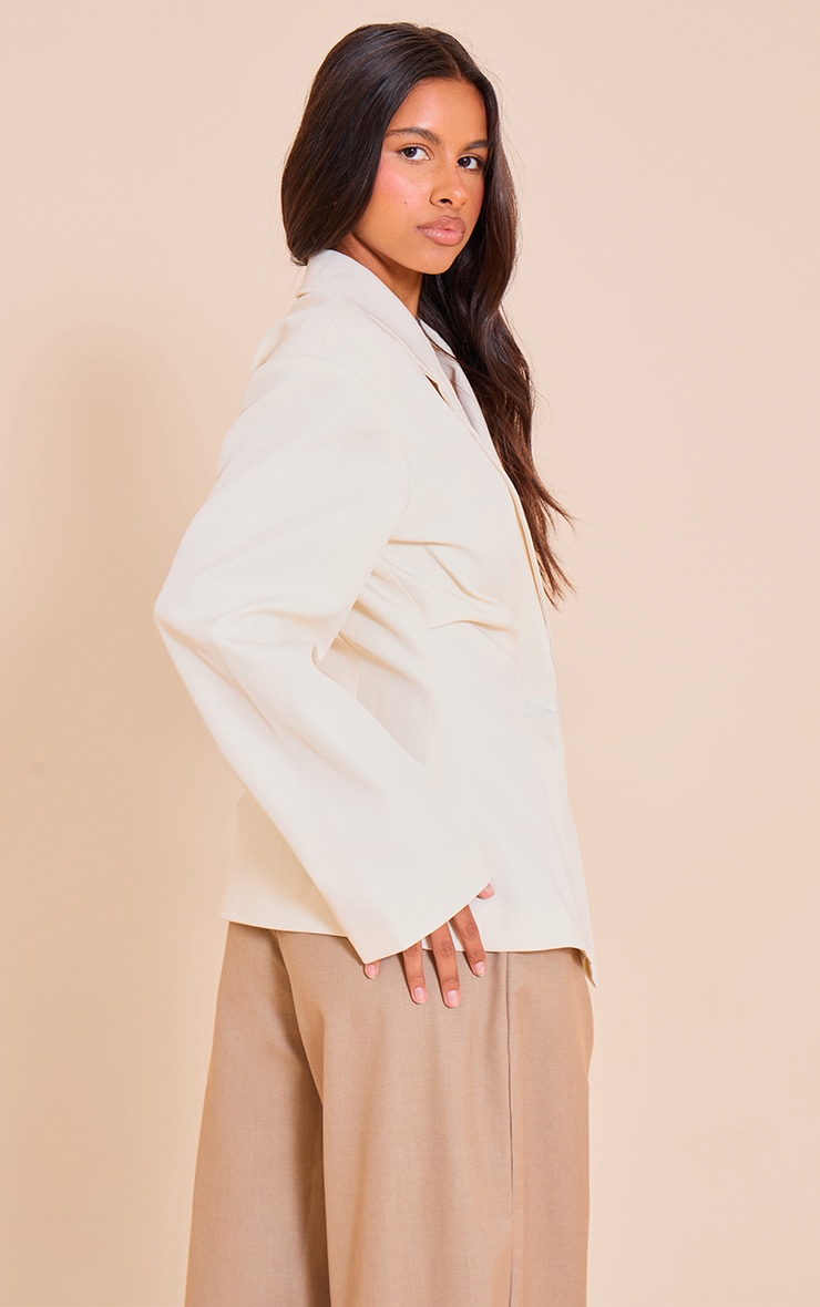 Petite Ecru Tailored Cinched Waist Blazer image 2