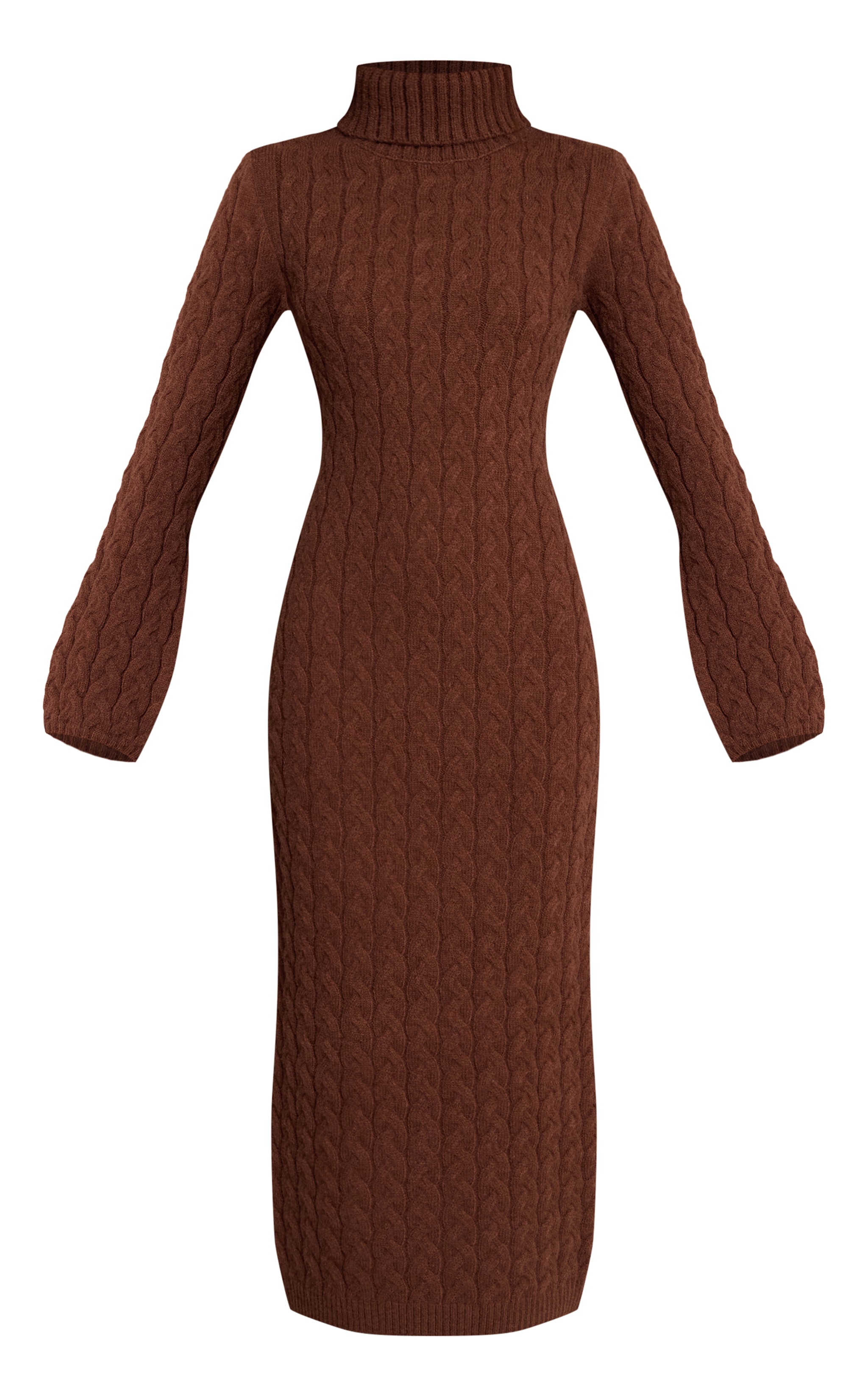 Cable Knit Sweater Dress Roll Neck Maxi Jumper Dress Chocolate Cable Knit  Roll Neck Maxi Jumper Dress Knitwear PrettyLittleThing AUS