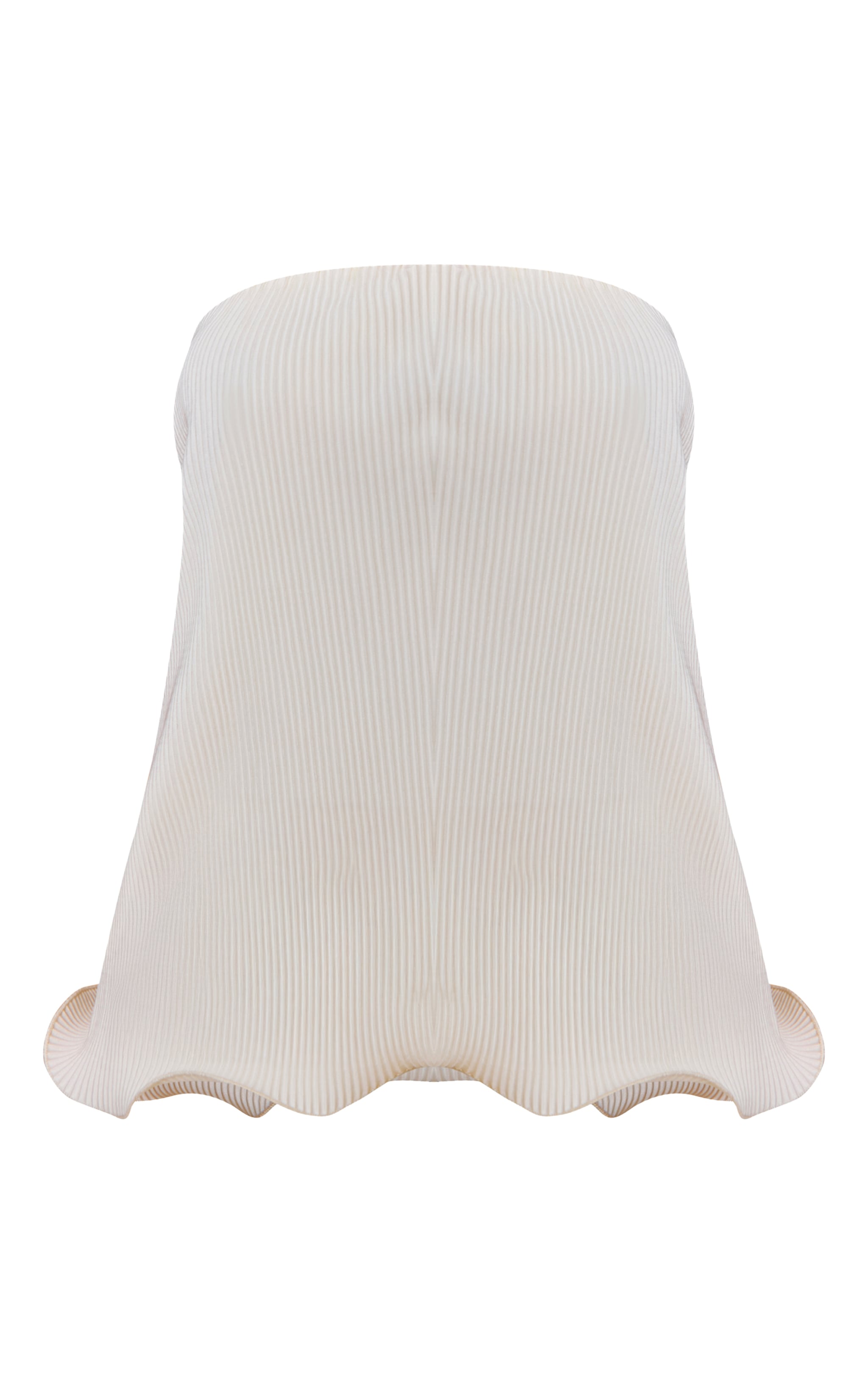 Petite Cream Plisse Frilled edge Bandeau Top image 5