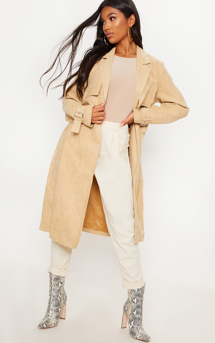 Stone Faux Suede Trench image 1