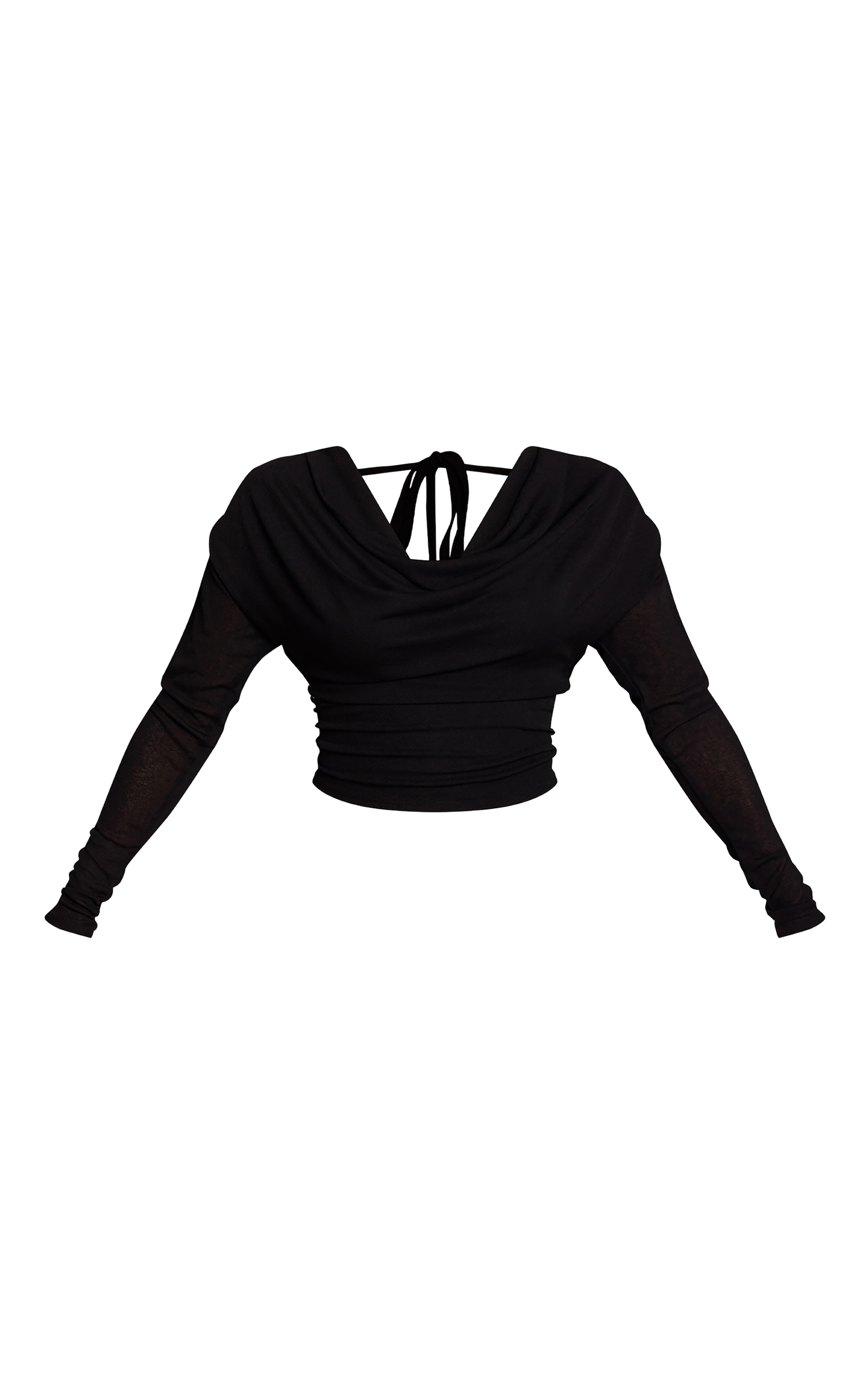 Black Burnout Mesh Cowl Neck Long Sleeve Top  image 5