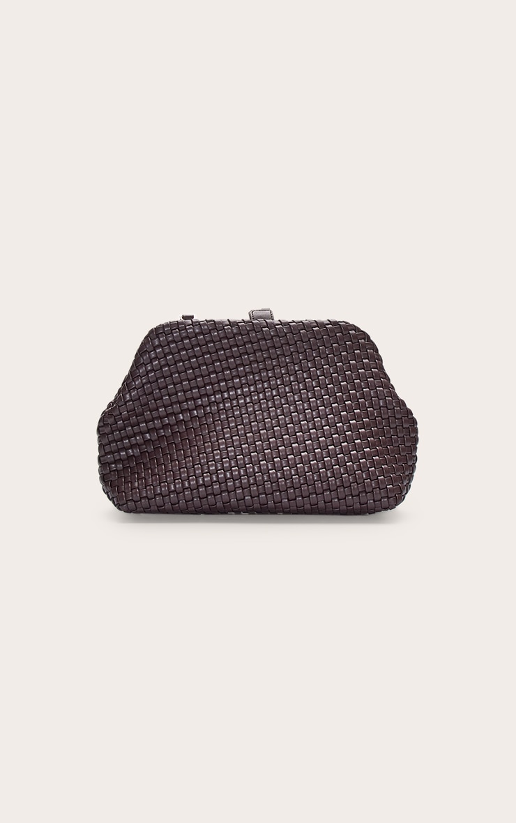 Premium Chocolate Oversized Hand Weave Clutch Bag image 2