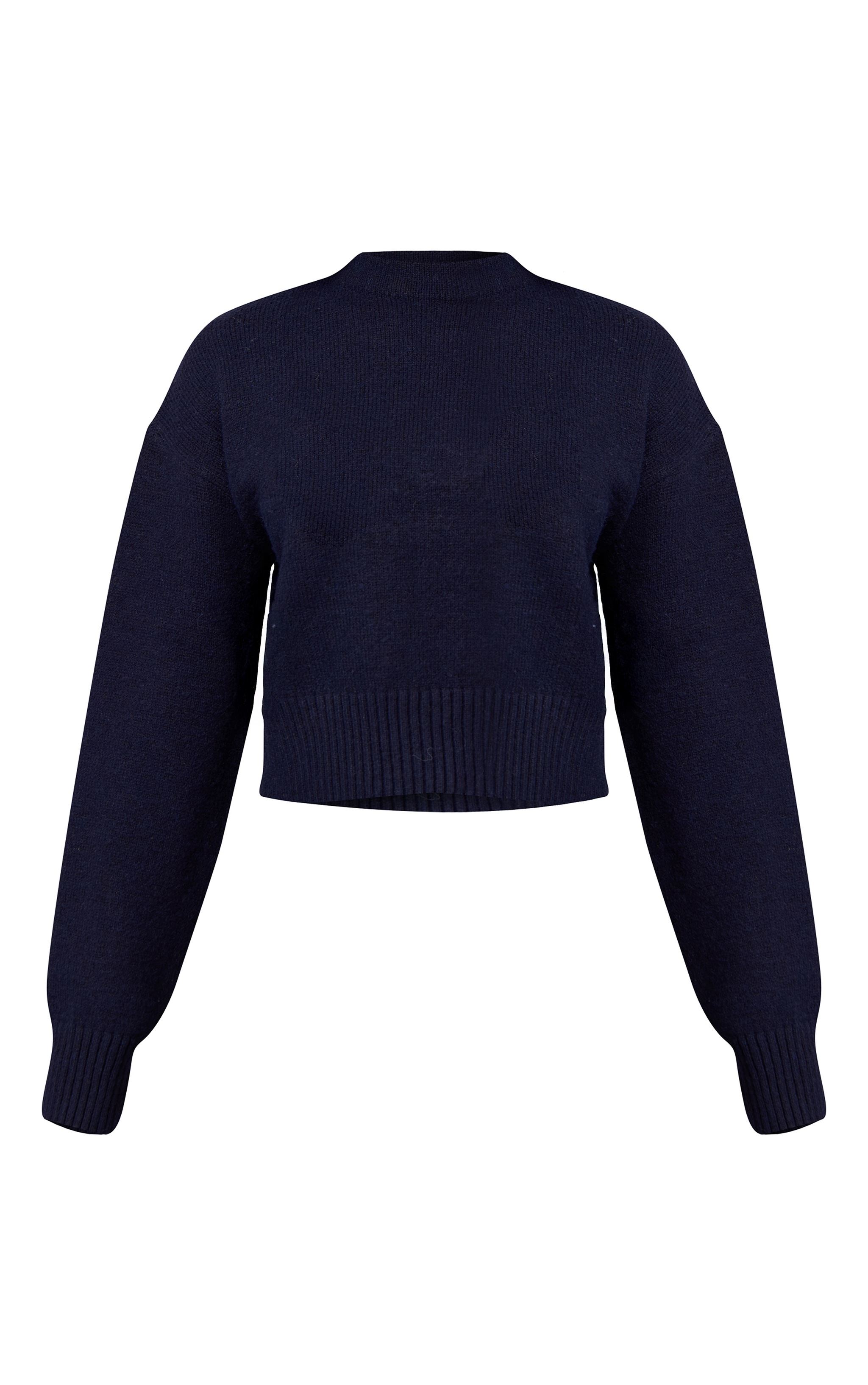 Petite Navy Knit High Neck Crop Sweater image 5