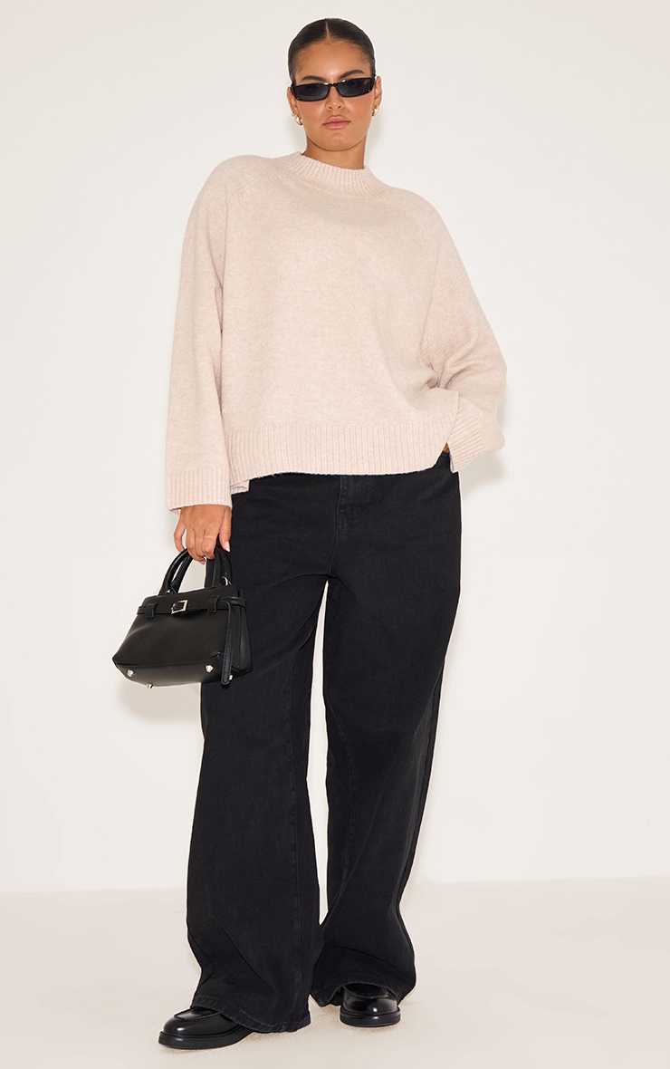  Plus Oatmeal Turtleneck Knit Jumper image 3