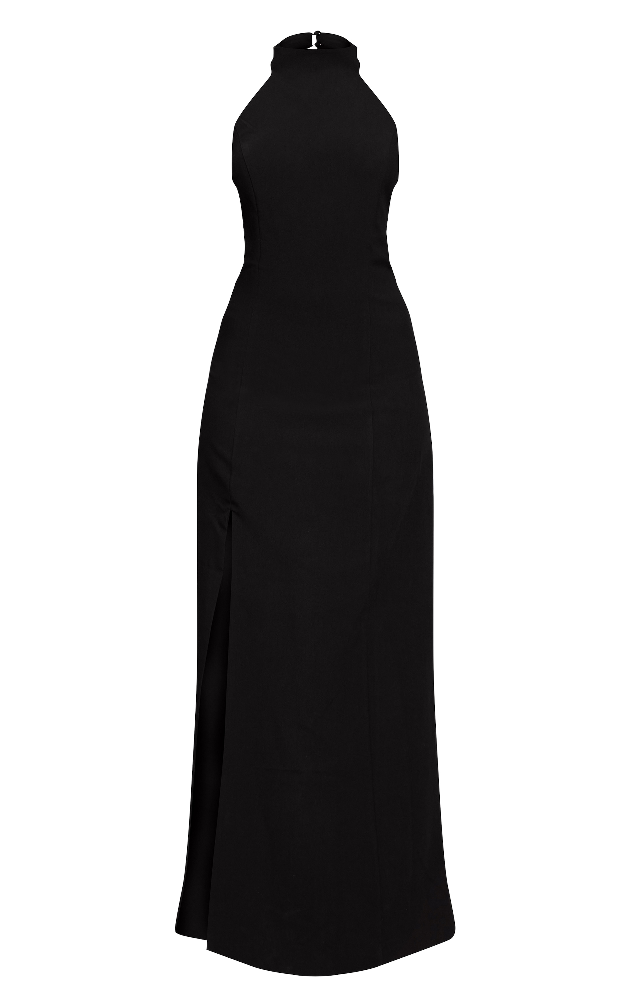 Black Tailored Halterneck Sleeveless Maxi Dress image 5