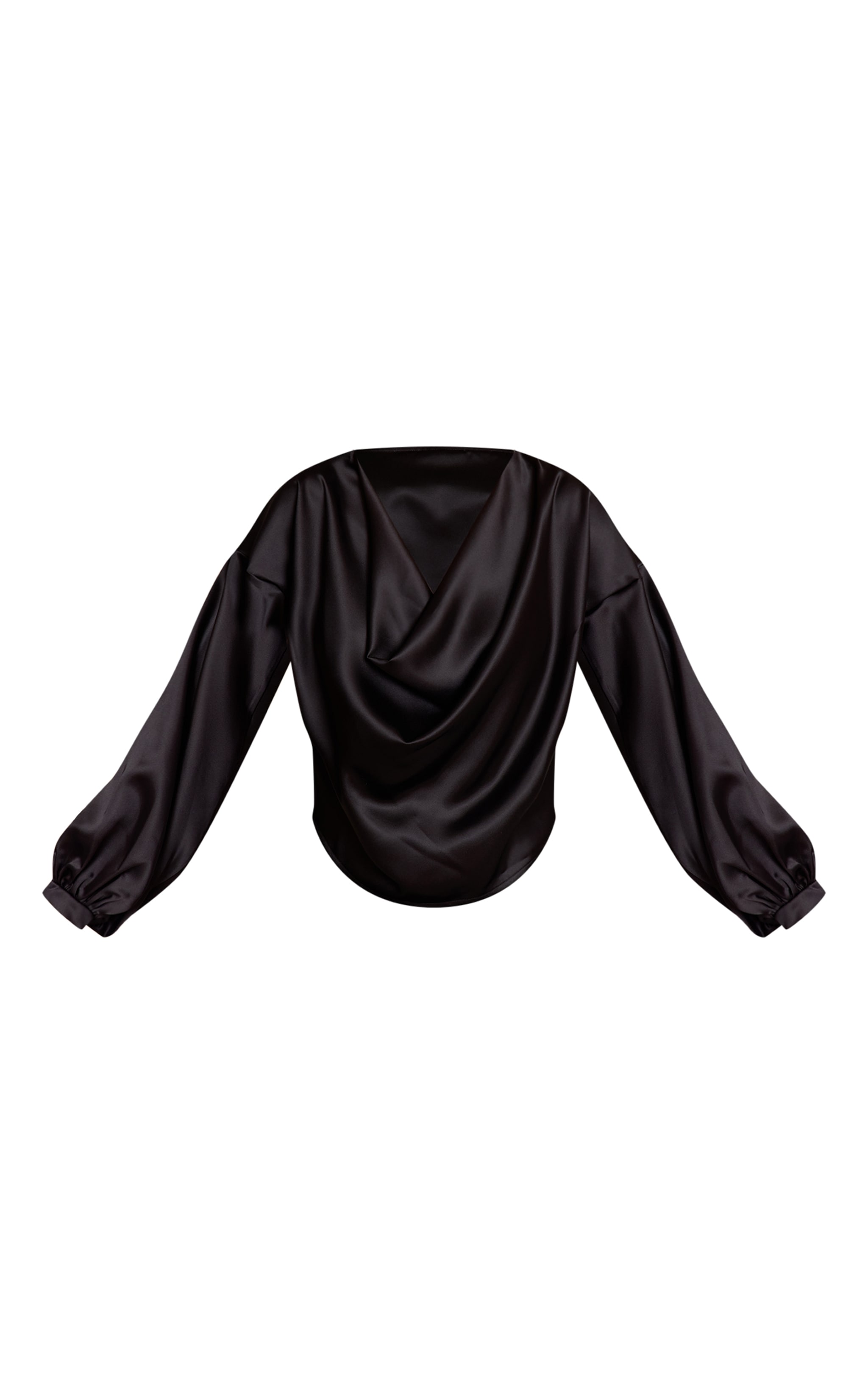 Black Satin Long Sleeve Blouse image 5