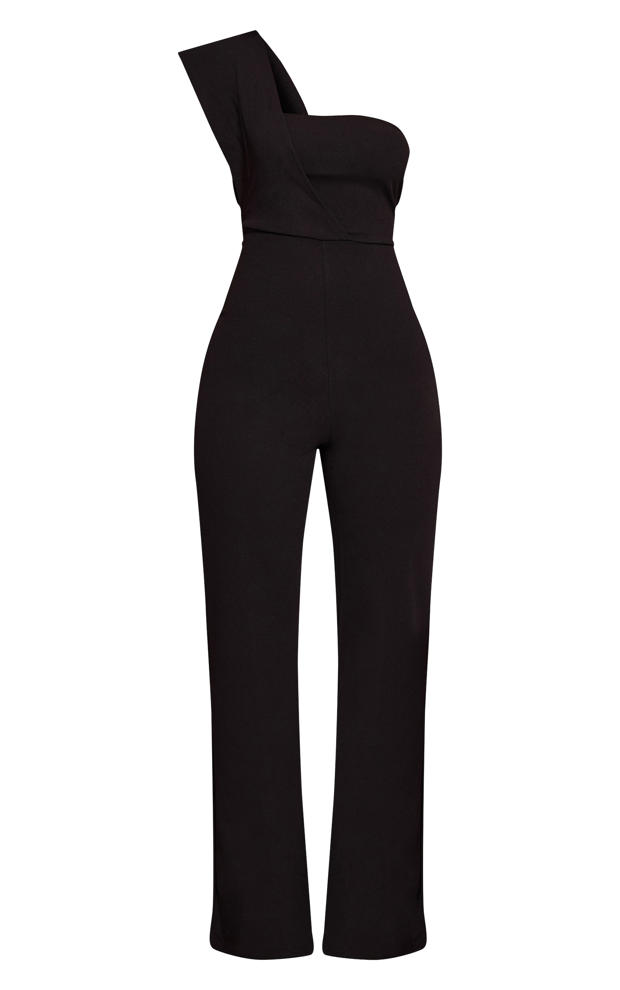 Petite Black One Shoulder Drape Jumpsuit image 5