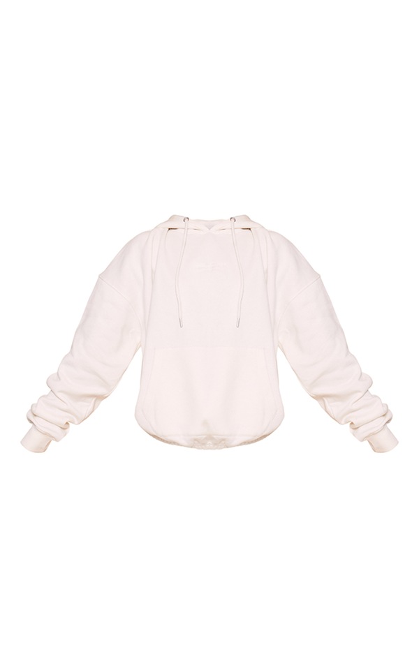 Cream Slogan Oversized Hoodie CoOrds PrettyLittleThing