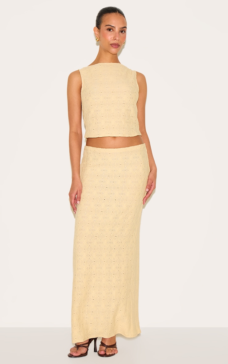 Petite Butter Cream Textured Scallop Hem Top image 3