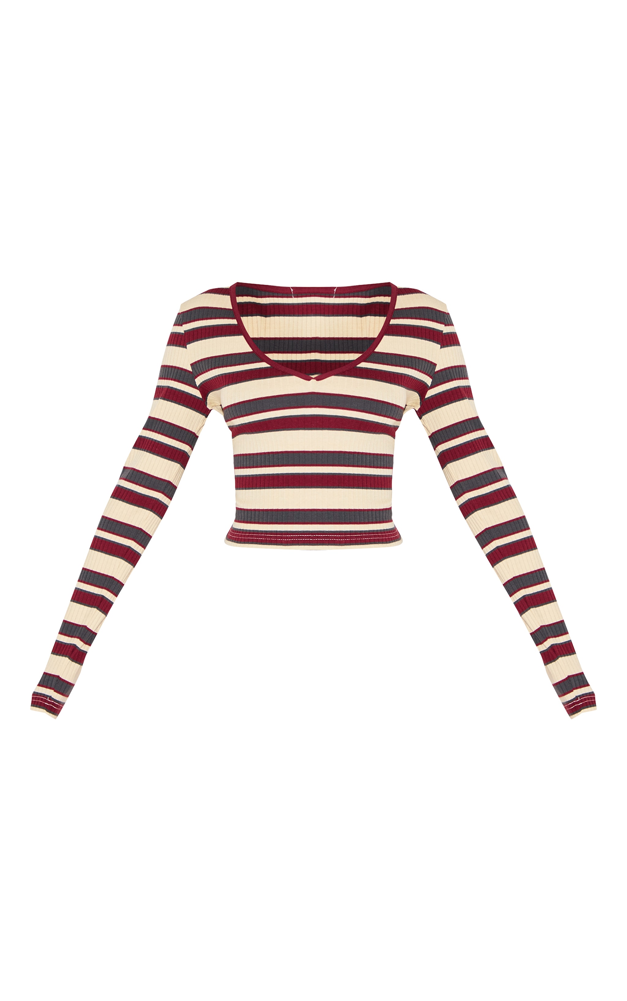 Petite Multi Stripe Ribbed Long Sleeve Top image 5