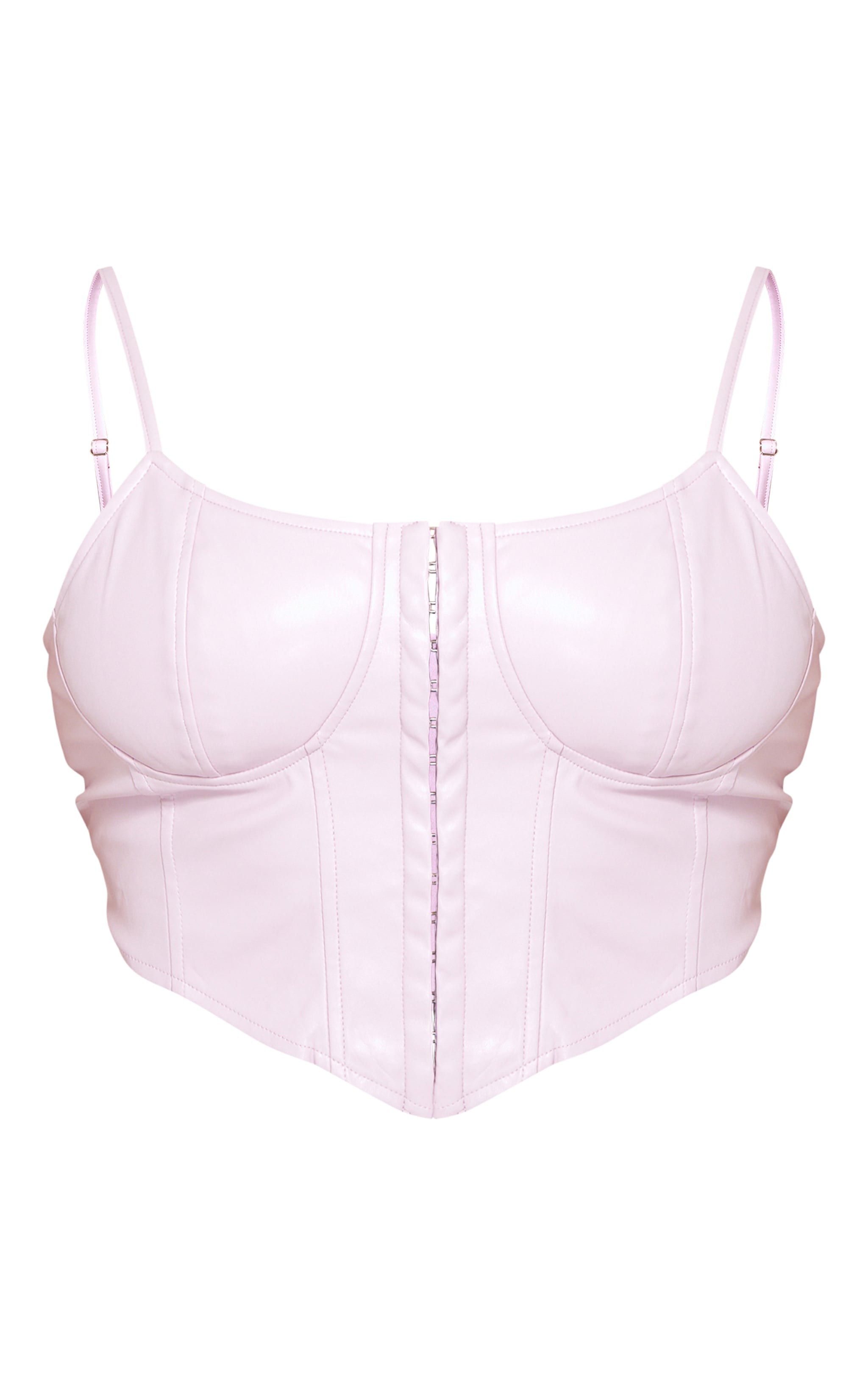 Corset Pink Leather Bralette Plus Pink Hook And Eye Seam Detail