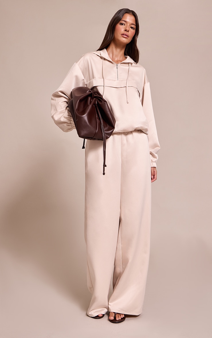 Oyster Satin Zip Up Hooded Pullover Jacket image 3