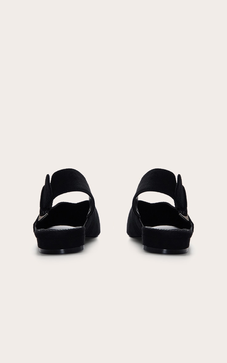 Black Suede Buckle Point Toe Sling Back Mules image 4