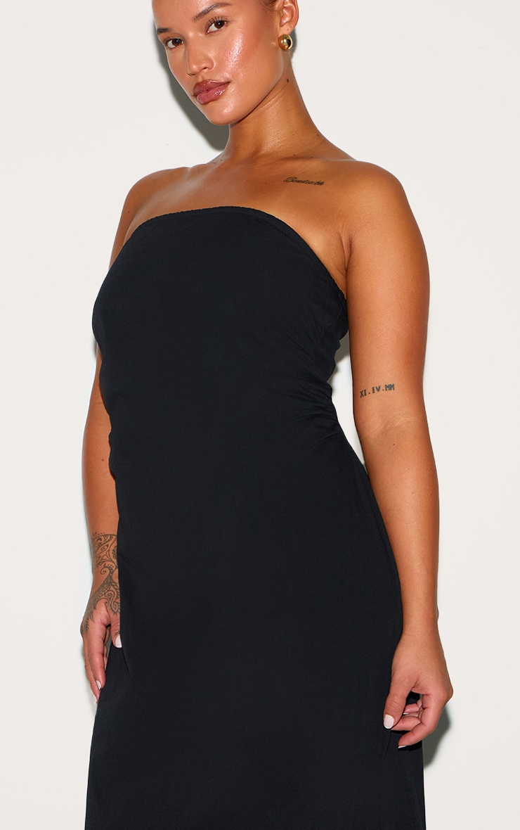 Plus Black Bandeau Ruched Shift Dress image 4