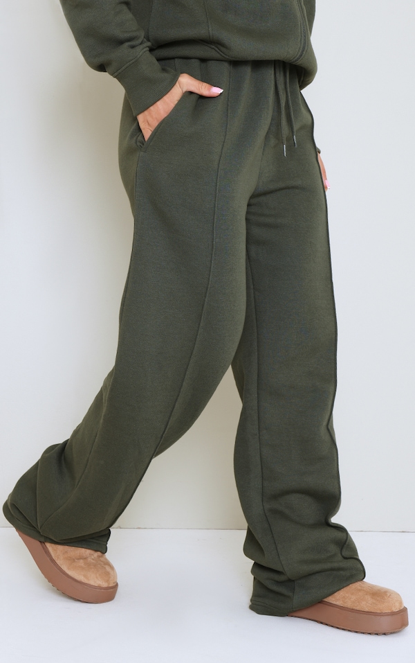 Moss Khaki Seam Detail Straight Leg Track Pants PrettyLittleThing AUS