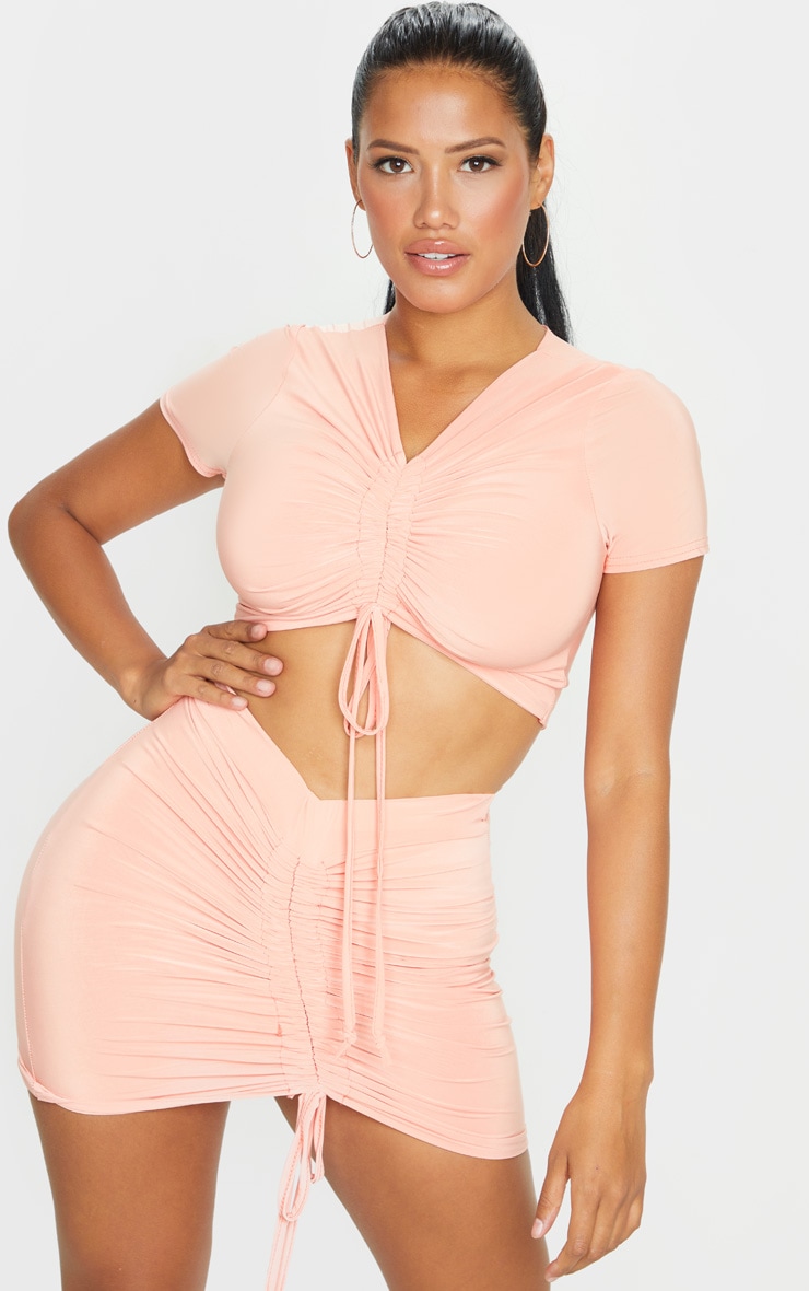 Shape Peach Slinky Ruched Front Crop Top