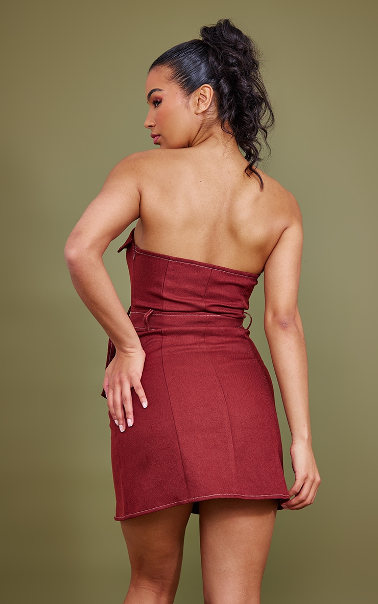 Burgundy Contrast Detail Lace-Up Top