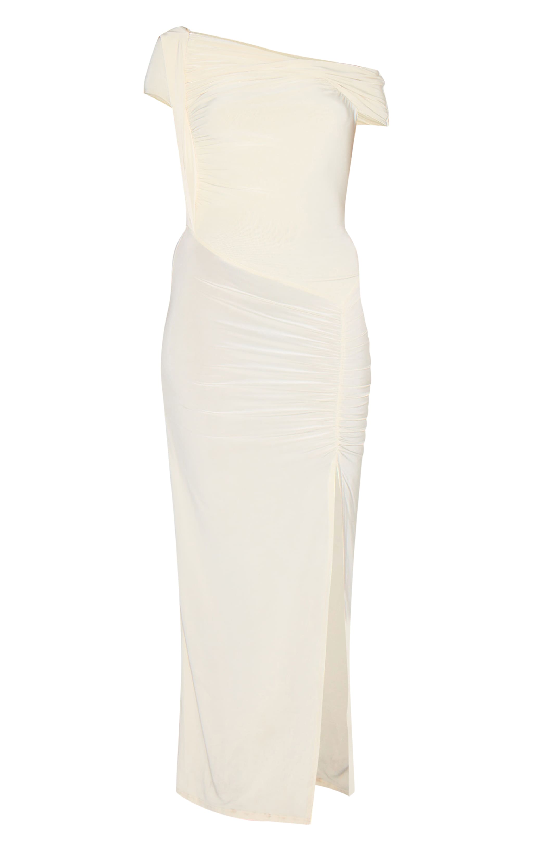 Butter Yellow Slinky Twist Detail Maxi Dress image 5