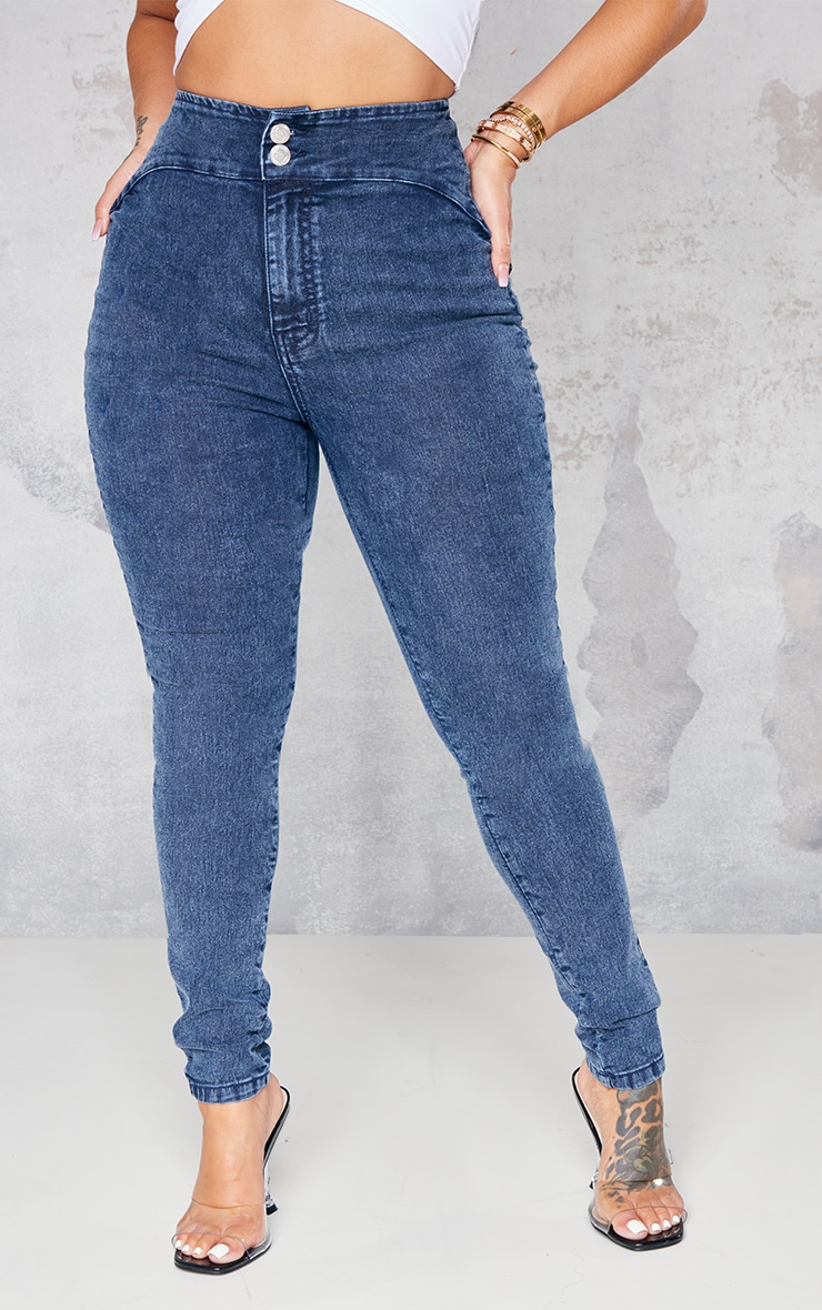 Shape Vintage Wash Branded Trim Bum Skinny Jeans PrettyLittleThing KSA