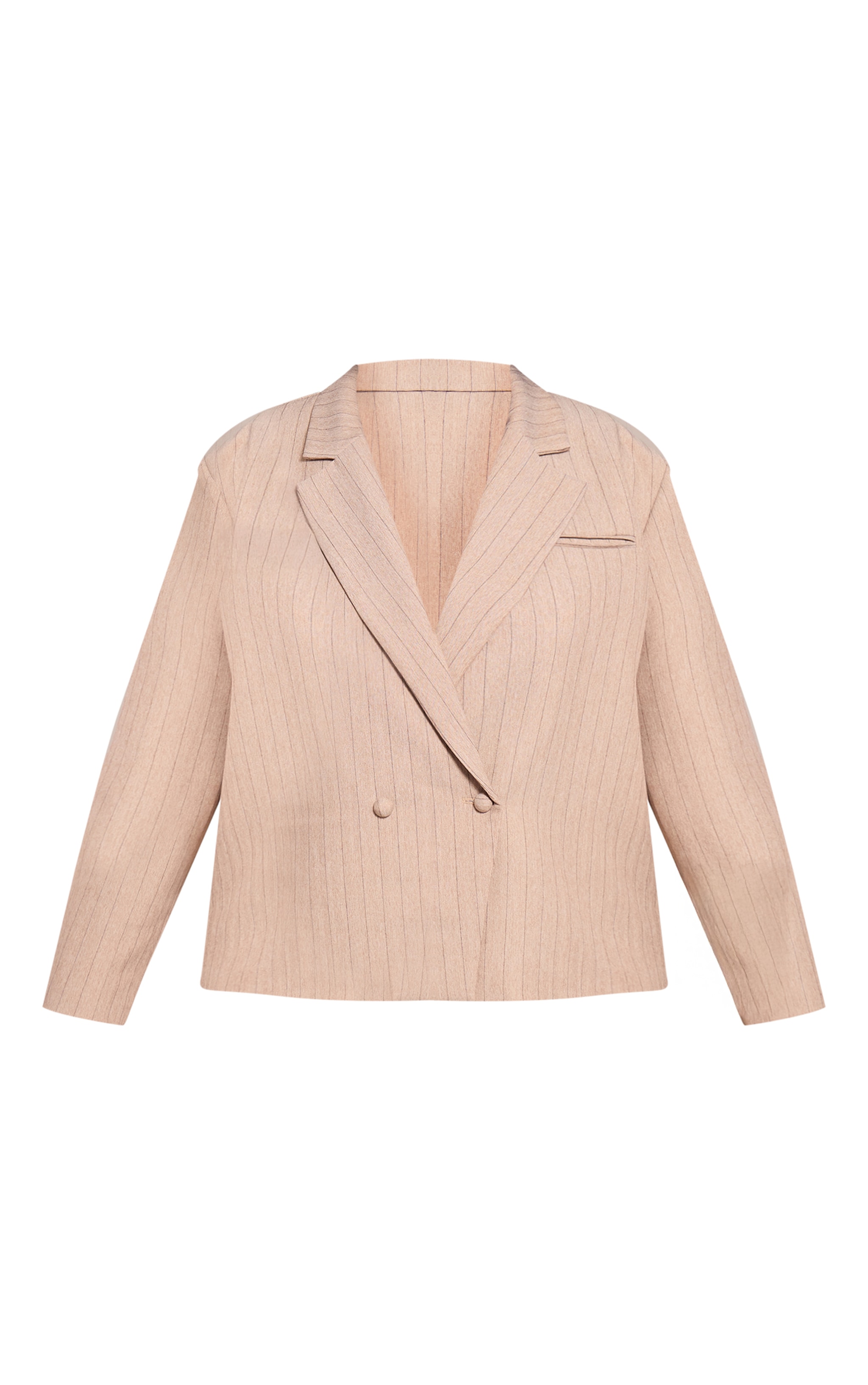 Plus Taupe Pinstripe Boxy Blazer image 5