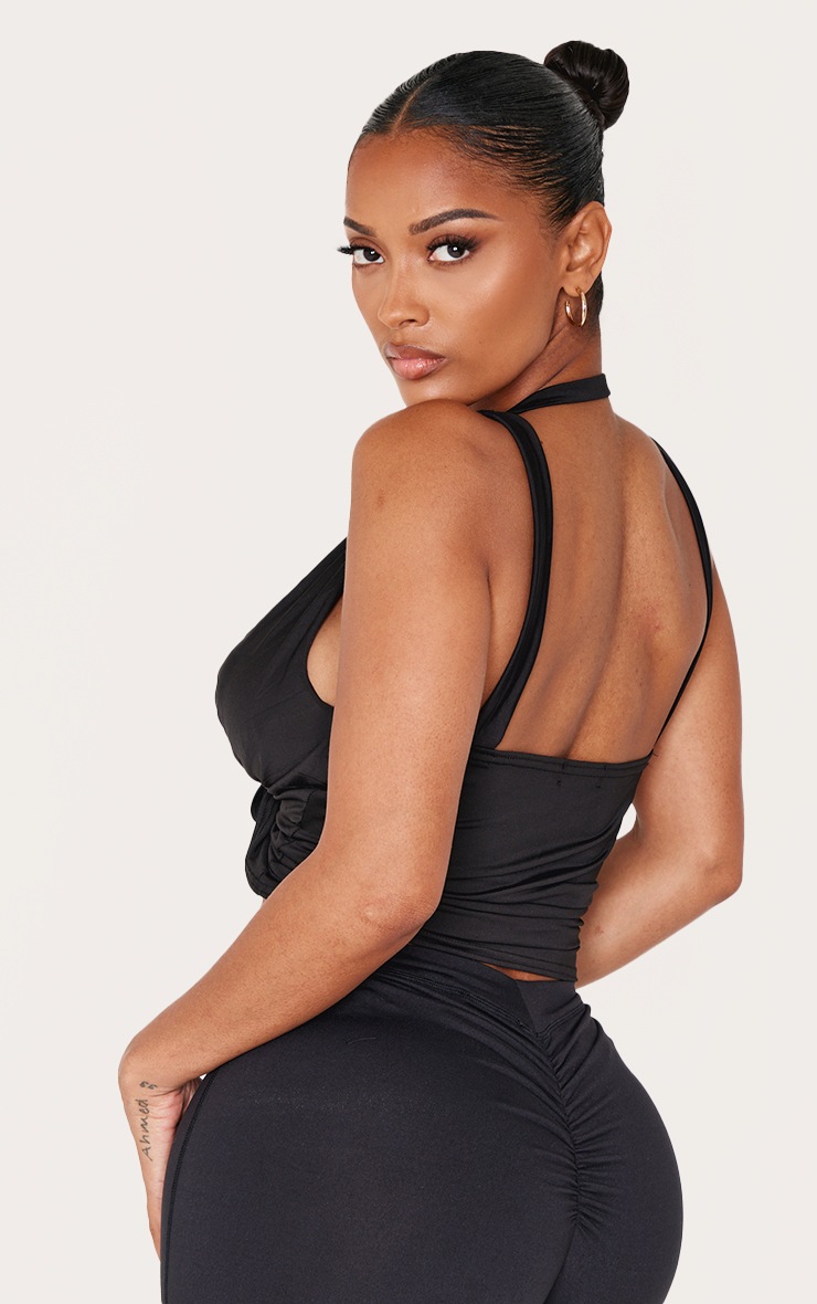 Shape Black Slinky Cowl Neck Long Top image 2