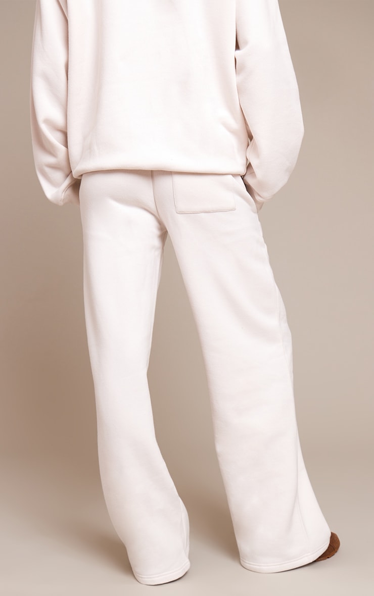 Prettylittlething Cream Cotton Fleece Straight Leg Sweatpants image 3
