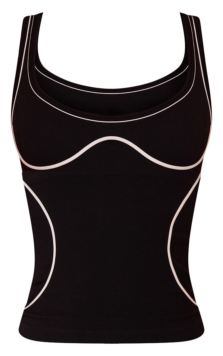 Débardeur de sport sans coutures noir à lisérés contrastants image 5