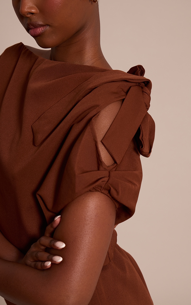 Chocolate Woven Tie Bodycon Mini Dress image 4
