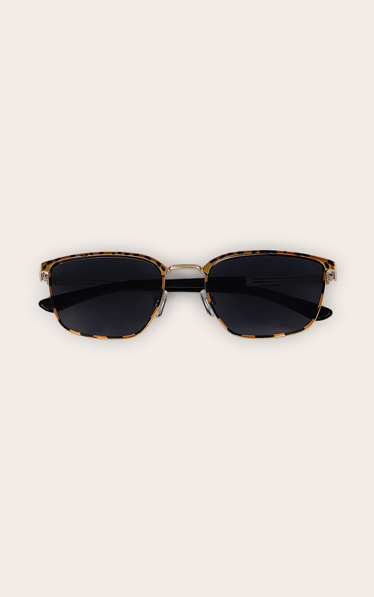 Lunettes de soleil carrées en écailles à barre et monture en métal image 2