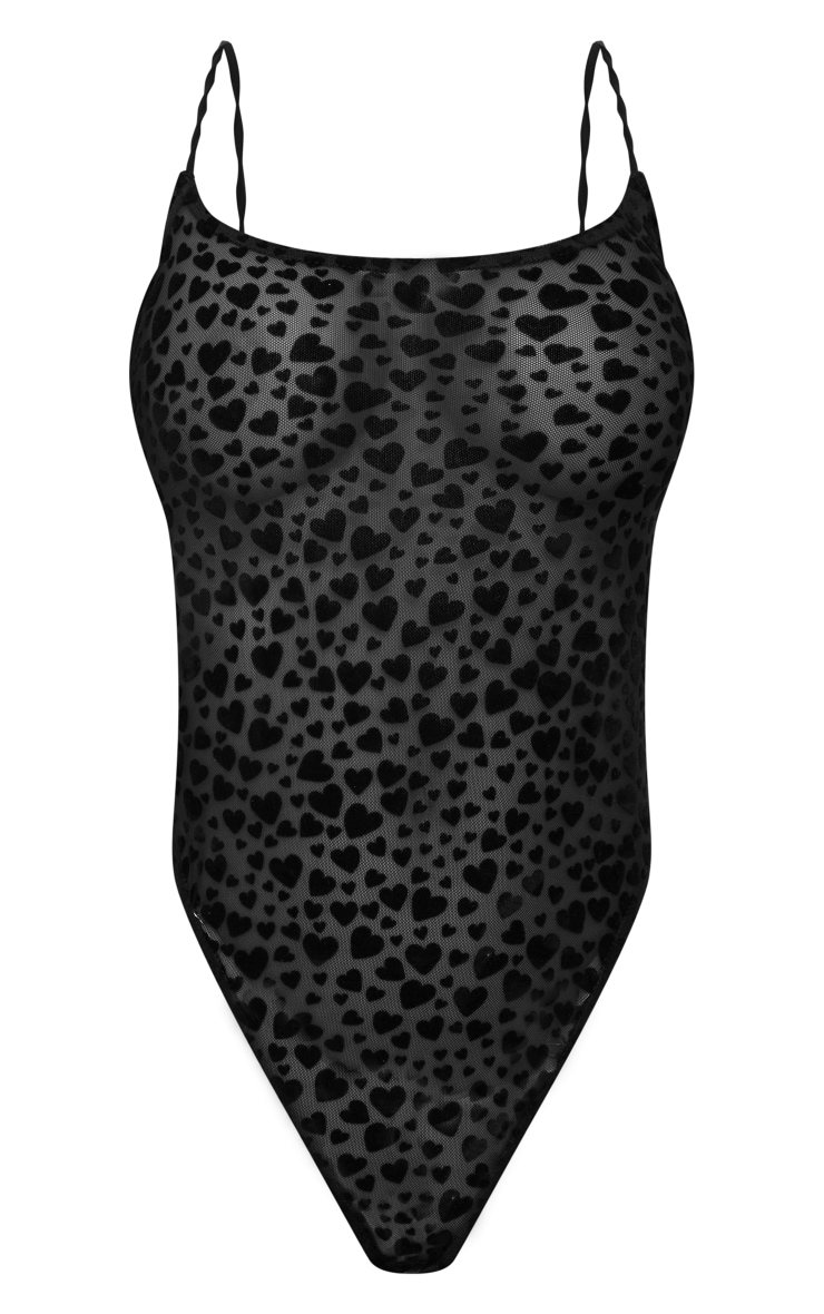 Black Ditsy Heart Flock Mesh Body image 5