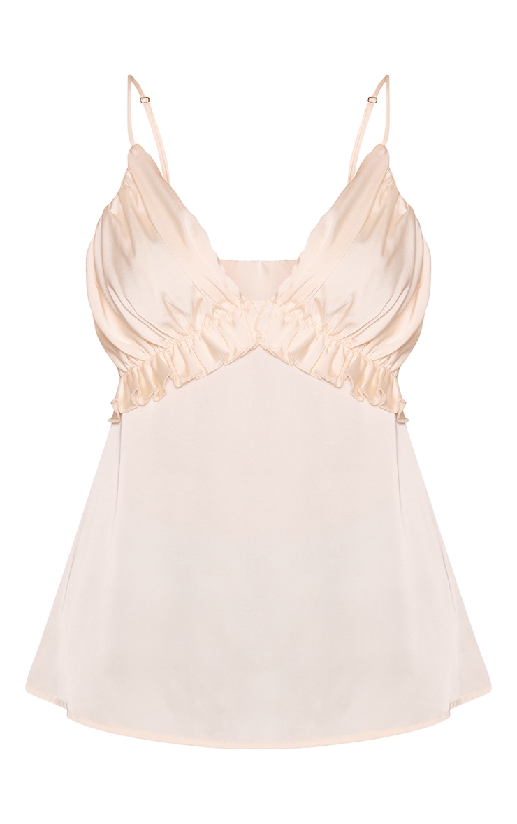 Cream Satin Ruched Bust Detail Cami Top image 5