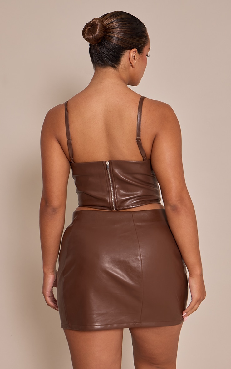 Shape Chocolate Faux Leather Mini Skirt image 3