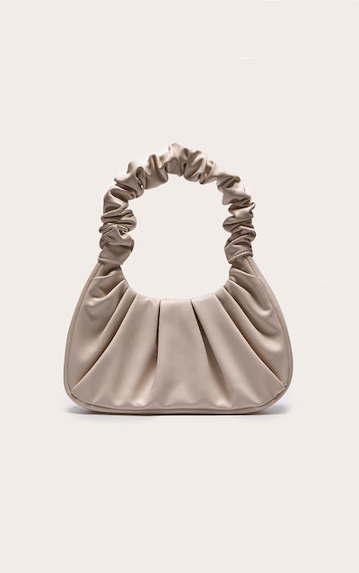 Cream Extreme Ruched Handle Shoulder Bag