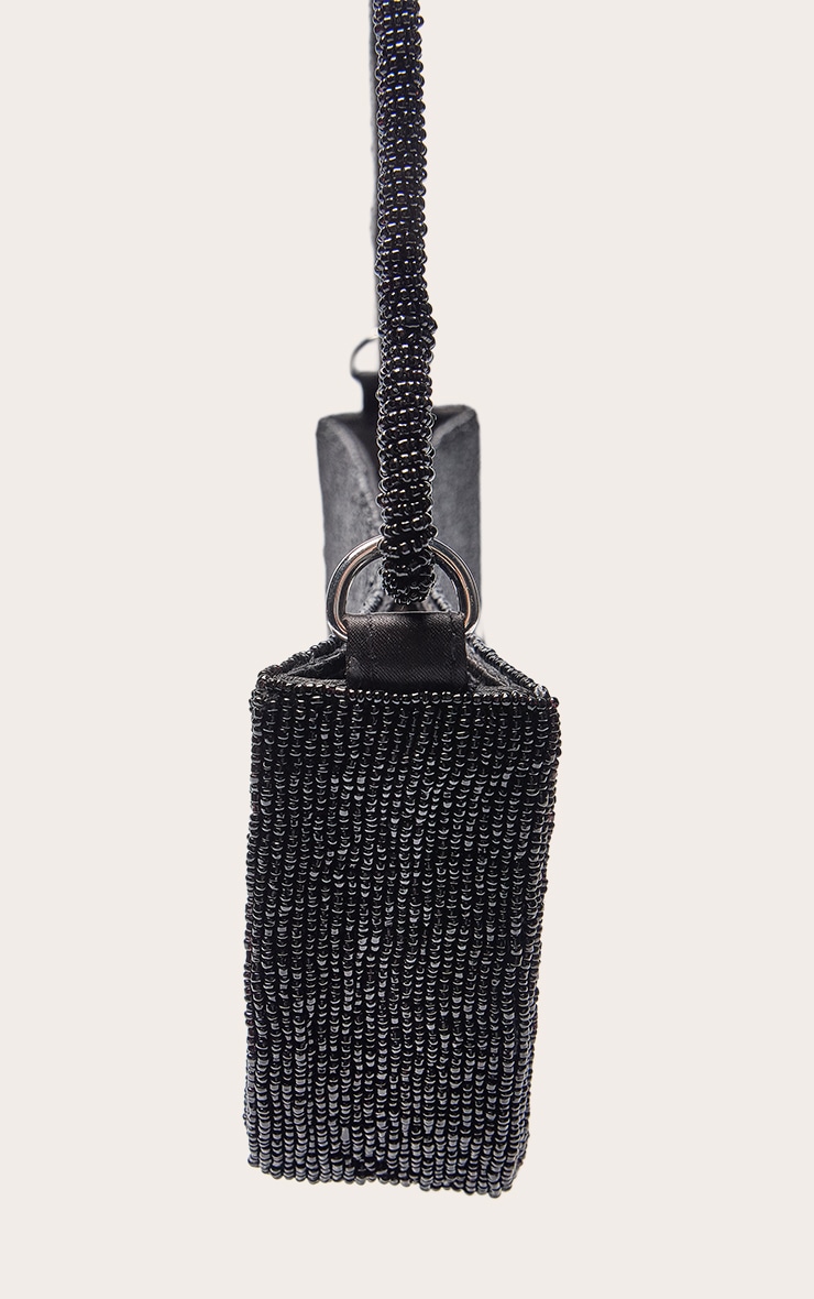 Black Micro Beaded Shoulder Bag image 4