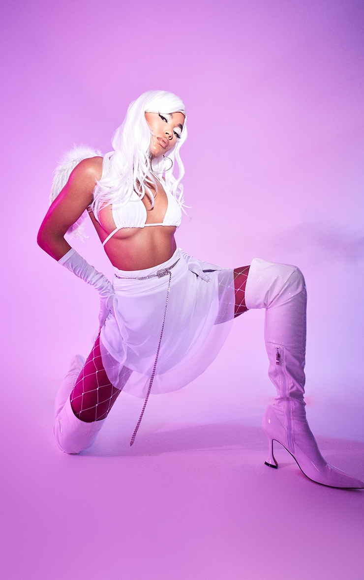 White Angel Mesh Skater Skirt