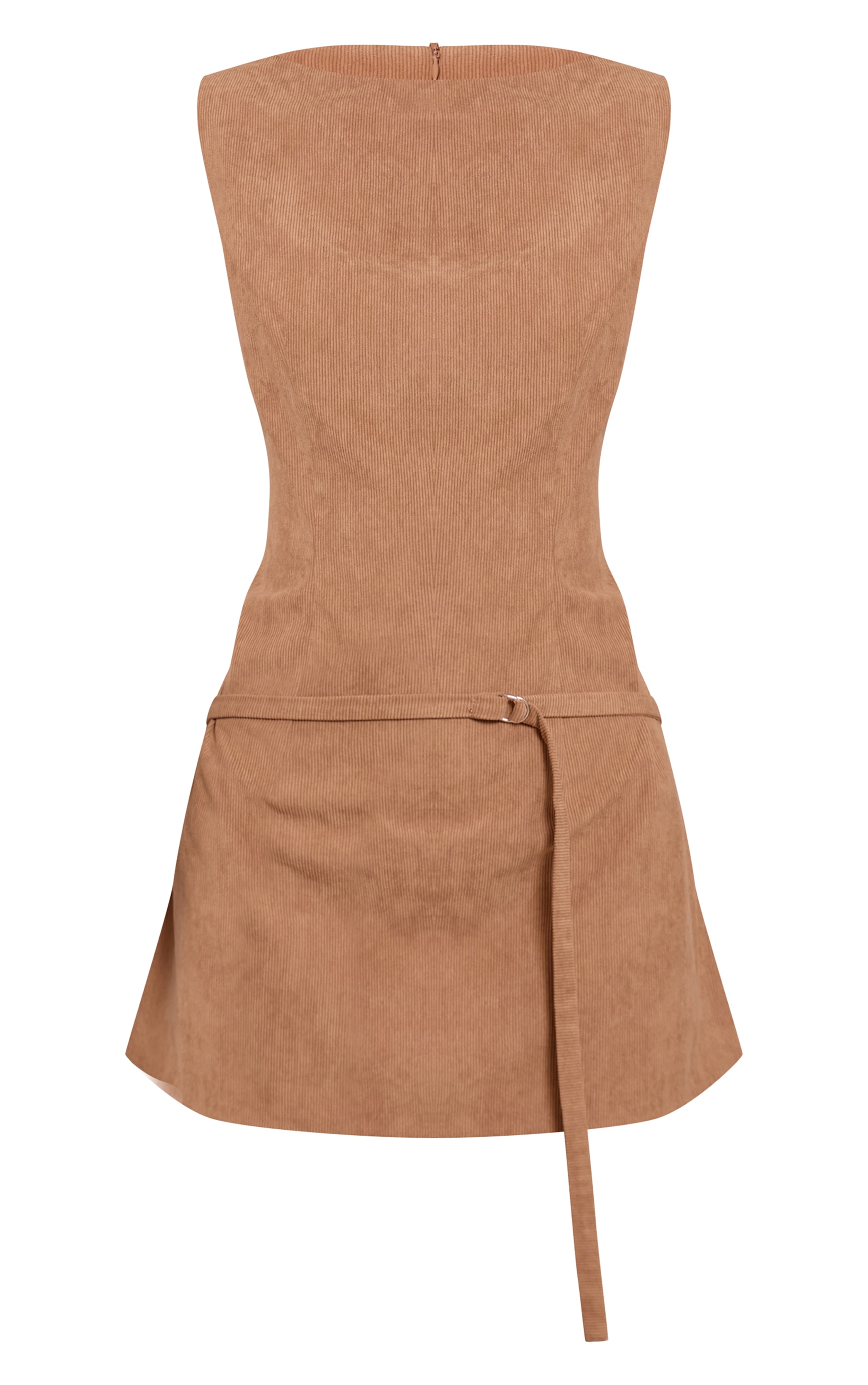 Brown Cord Belt Detail Bodycon Dress image 5