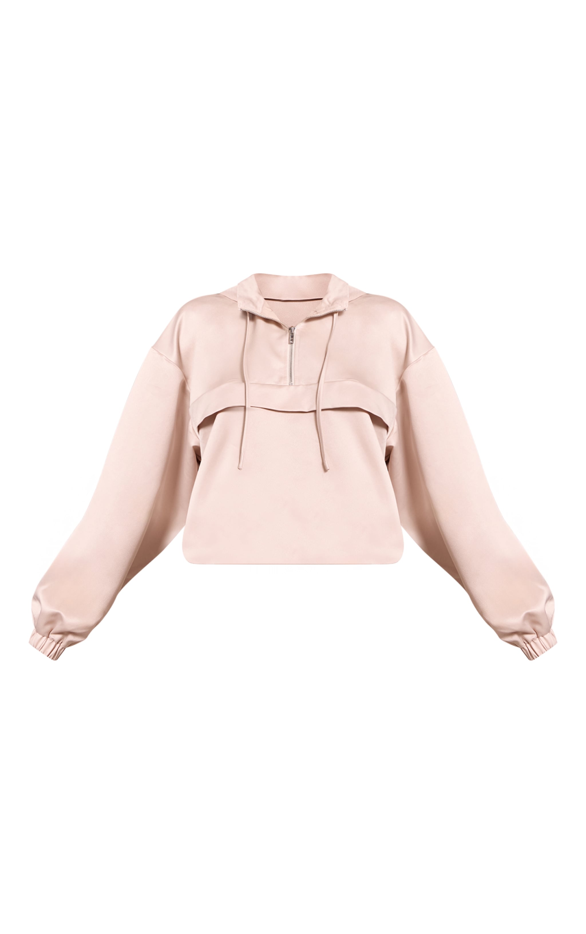 Oyster Satin Zip Up Hooded Pullover Jacket image 5