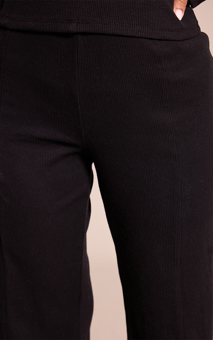Petite Black Seam Detail Wide Leg Pants image 4