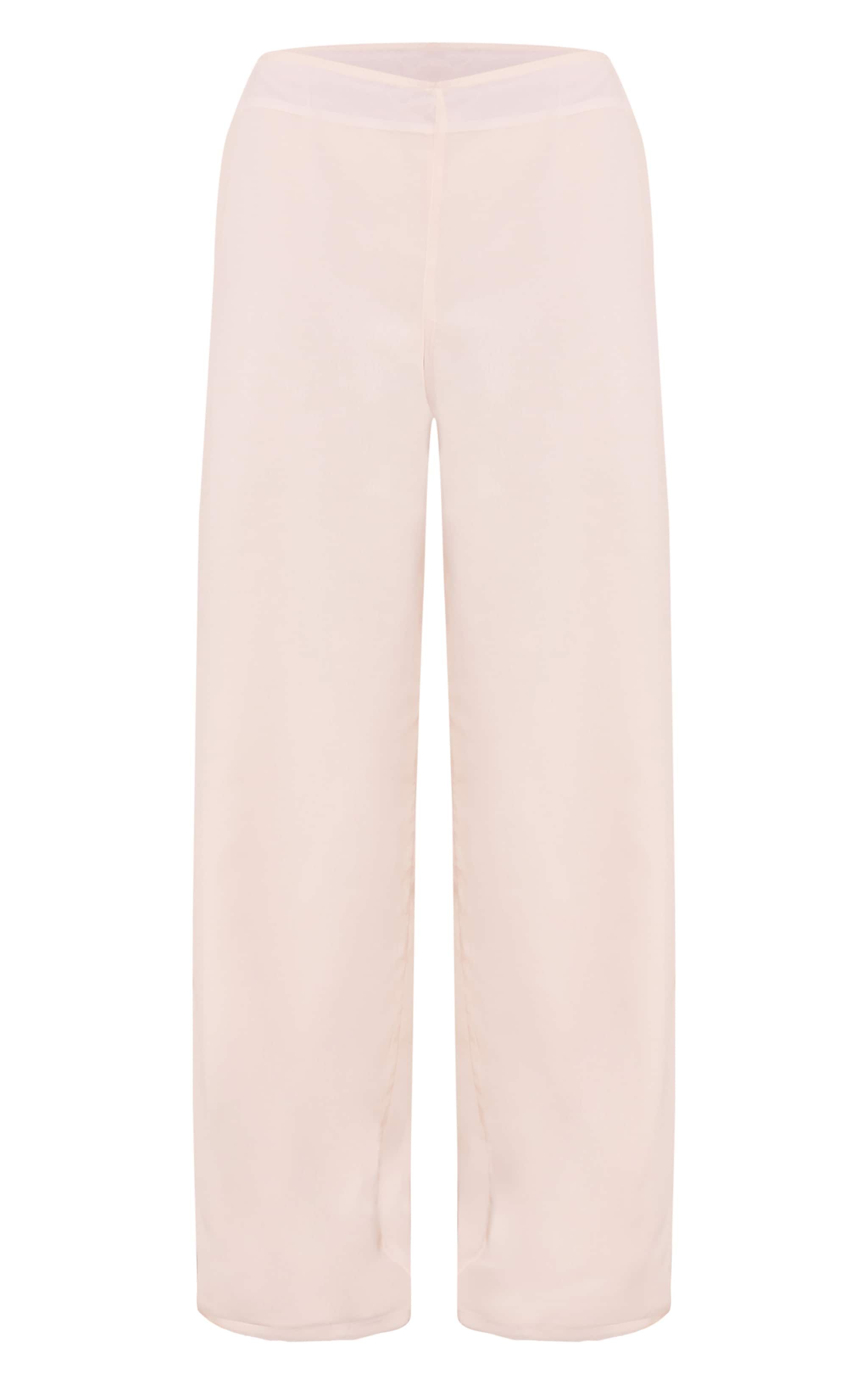 Cream Chiffon Straight Leg Pant image 5