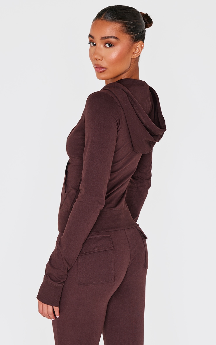 Chocolate Zip Up Fitted Track Top image 2