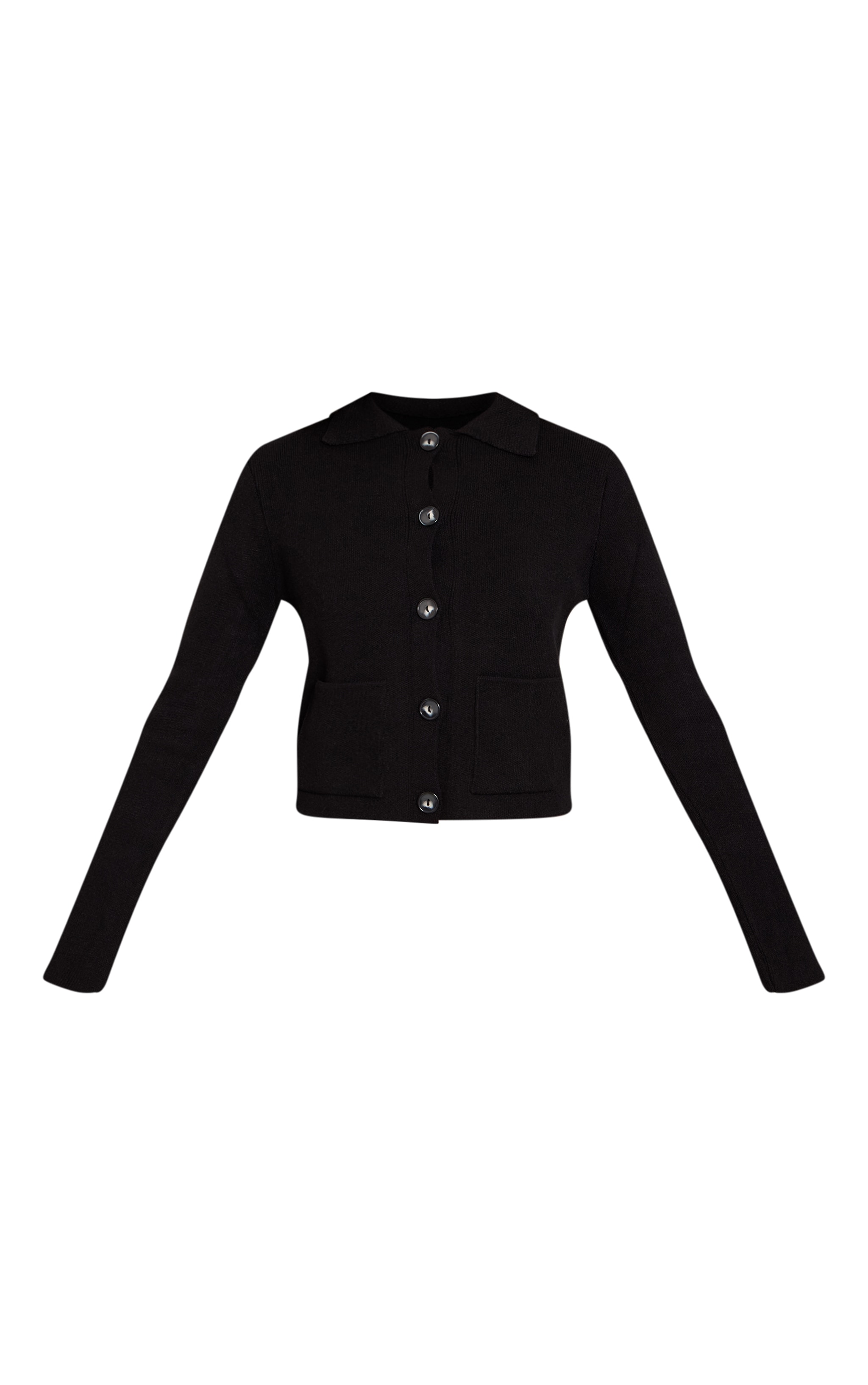 Black Pocket Detail Button Down Knitted Cardigan  image 5