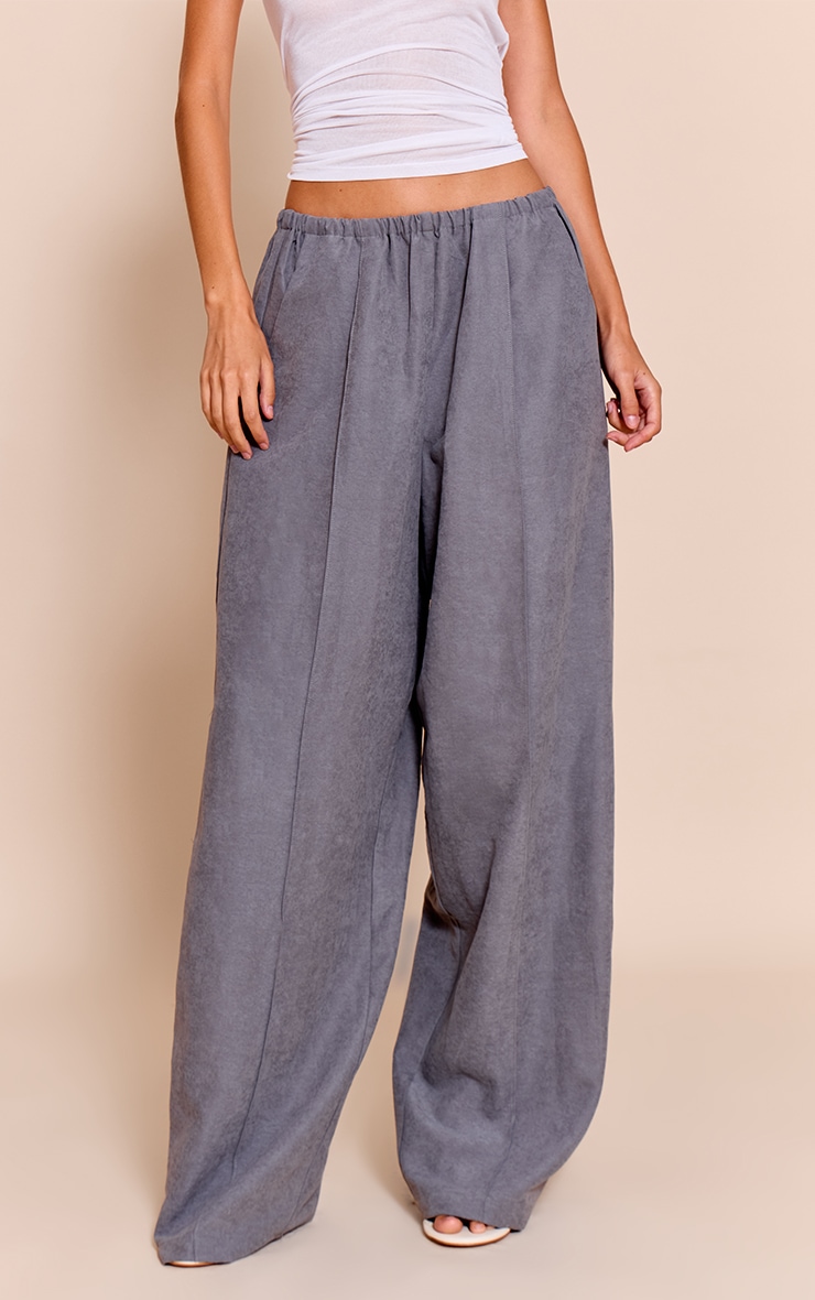 Grey Peachskin Wide Leg Pants image 2