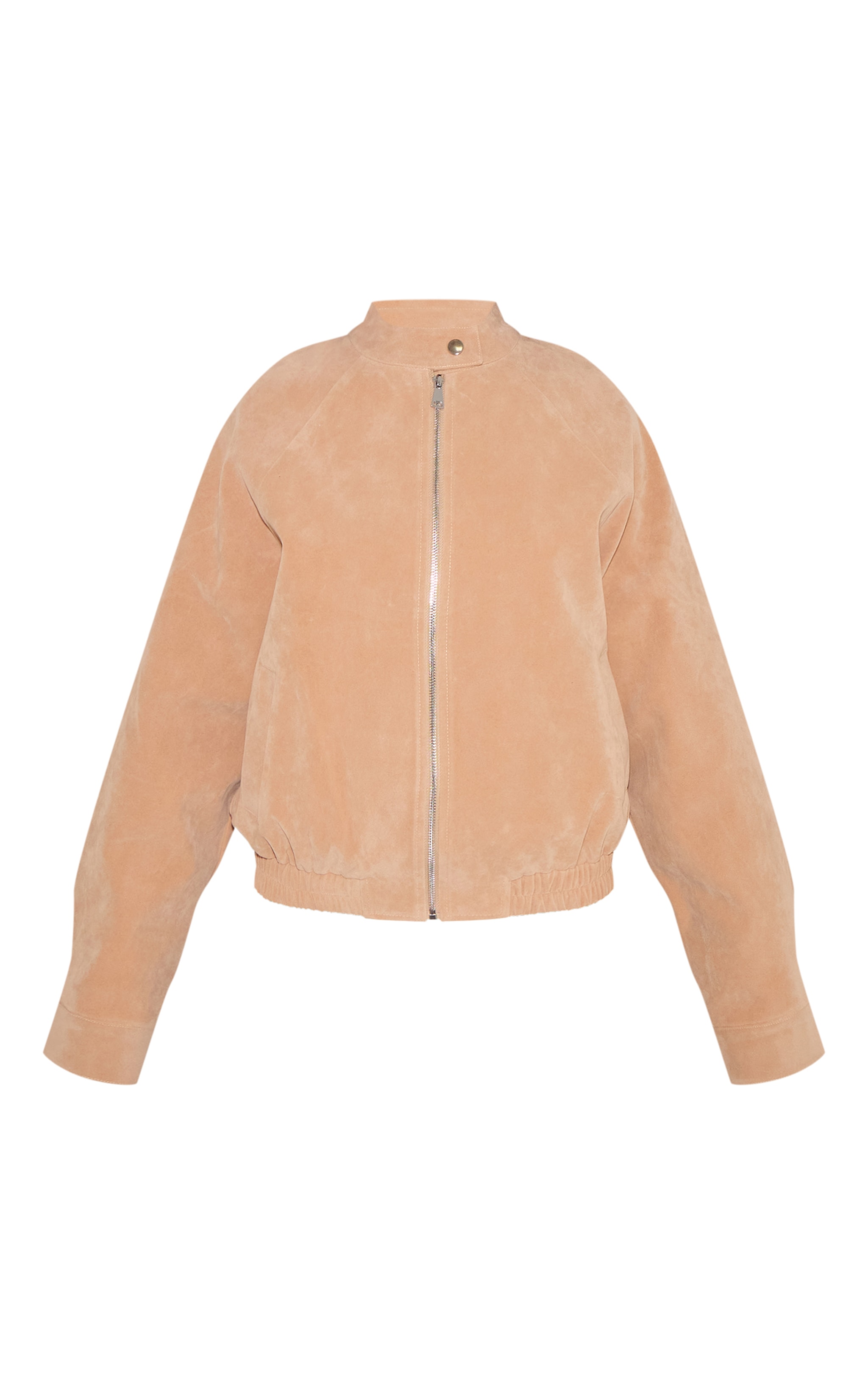 Petite Veste en suédine marron clair profond à col motard image 5