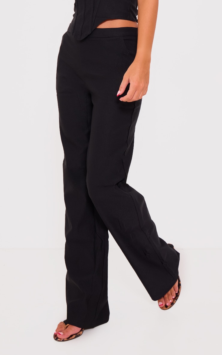 Black Woven Low Rise Straight Leg Pant image 2